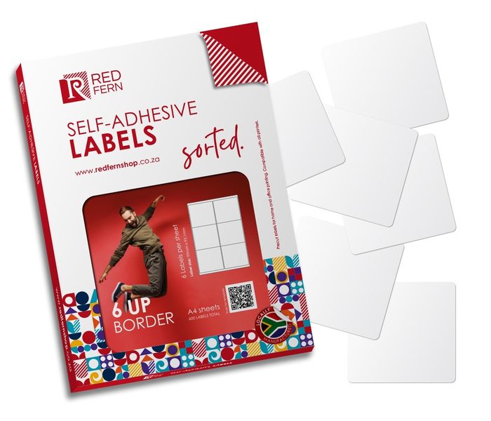 Redfern Bordered 6up A4 Self-Adhesive Labels100 Sheets