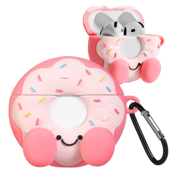 Cute Cartoon Doughnut Design Silicone Case Compatible with Airpods 4 2024