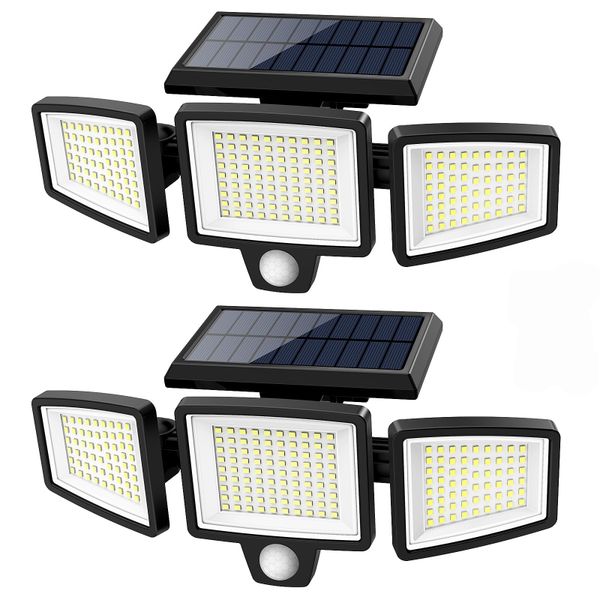 Solar Security Light 210 LED with Remote, 3 Modes, 2 Pack