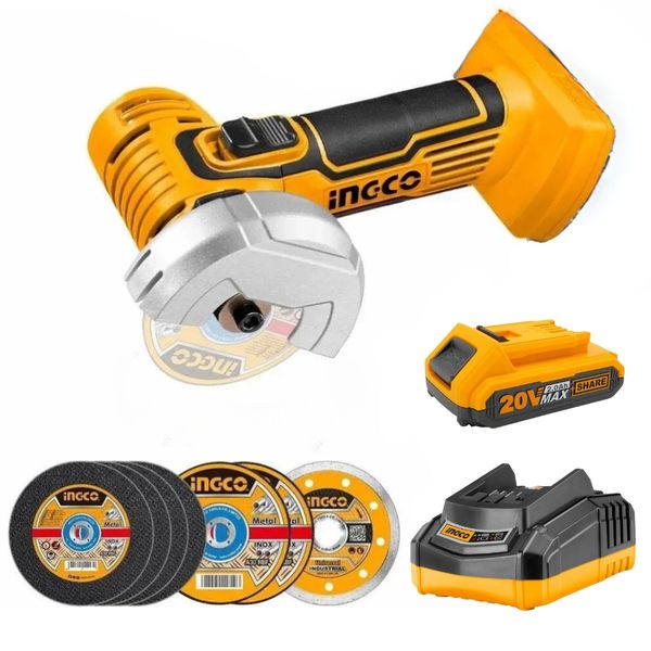 Ingco - Mini Cut-off Tool/Grinder - 20V with 2Ah Battery and Charger