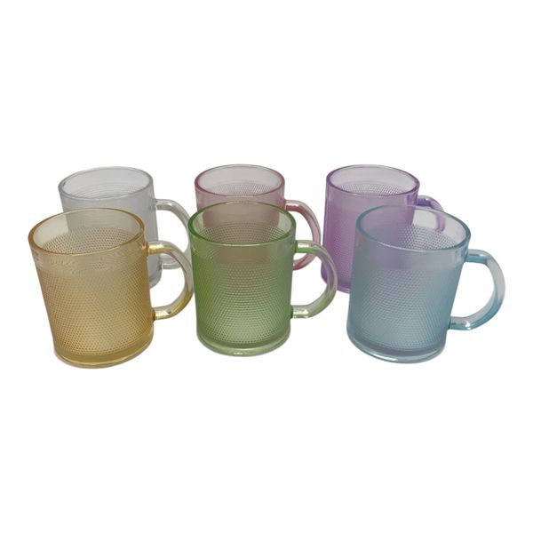 Glass Mug 6 Piece 250ml Mixed Colours