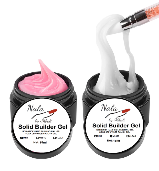 Nala by iMbali Solid Builder Non-Stick Hand Gel Set Pink &amp; White
