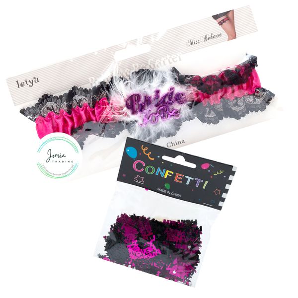 Bride to Be Lace Garter and Confetti