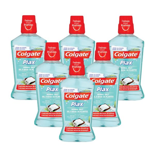 Colgate Plax Mouthwash, Herbal Salt, Bulk Offer - 6 X 500ml