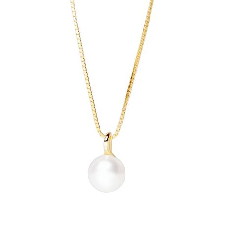 Timeless Faux Pearl Pendant Necklace - Gold Image