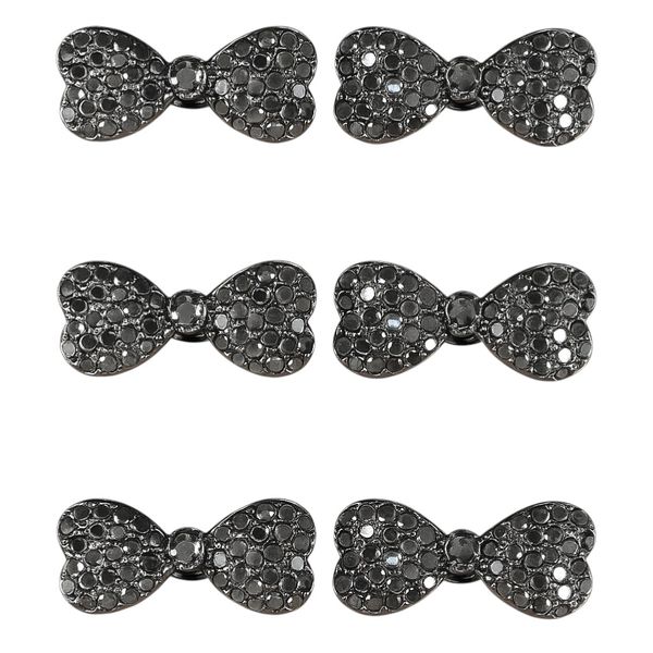 6 Pack - Mini Sparkling Bow Hairpin for Bangs and Side Hair - Black