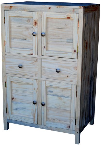 GC Elme Bathroom Cupboard/Cabinet Unpainted, 2 Drawers, 4 Doors