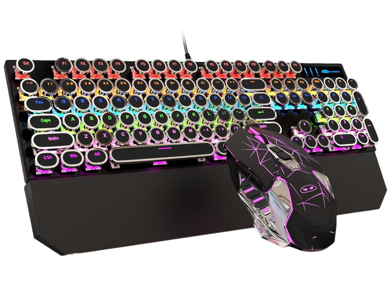 MAGEGEE - Typewriter Style Keyboard &amp; Mouse Set With Multimedia Keys -Black