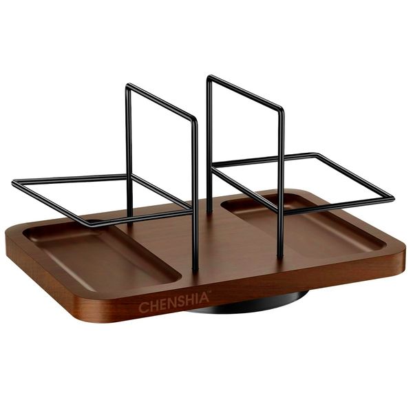 Chenshia Solid Wood&amp;Iron Rotating Kitchen Table Napkin Dispenser-Spice Rack