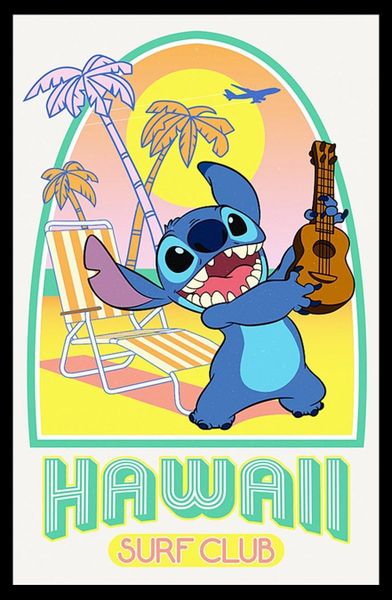 Disney: Lilo &amp; Stitch (Hawaii Surf Club) Poster with Black Frame