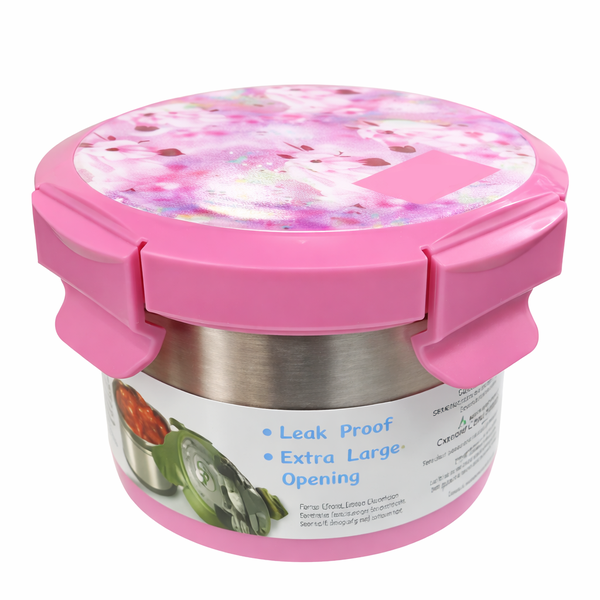 Container with Easy-Open 4-Lock Lid 16oz LeakProof Thermal Bowl
