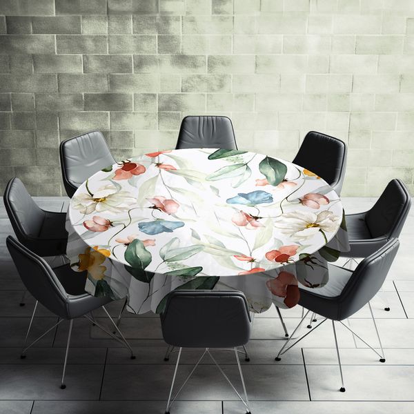 Soft Leaf Vines Round Tablecloth by Mark van Vuuren
