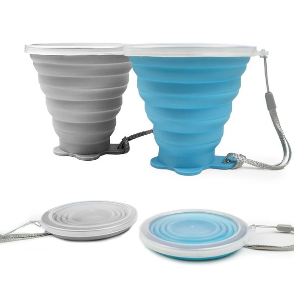 2-Pack Convenient Foldable Water Bottles - Silicone 270ML