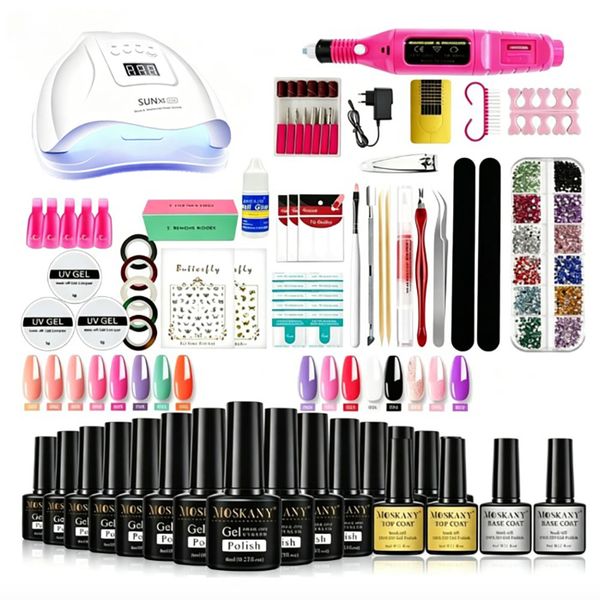 Gel Nail Polish Kit with UV Lamp - 30-Color Set, 150 Wide Brush