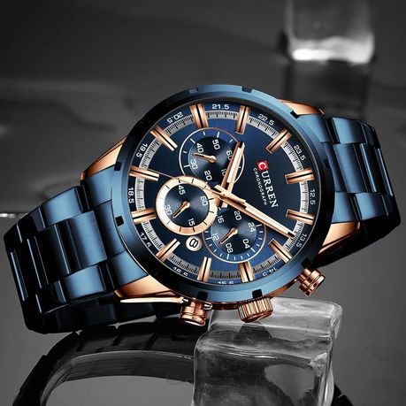 Curren 8355 Mens Chronograph Watch Blue Daily Sale Shop