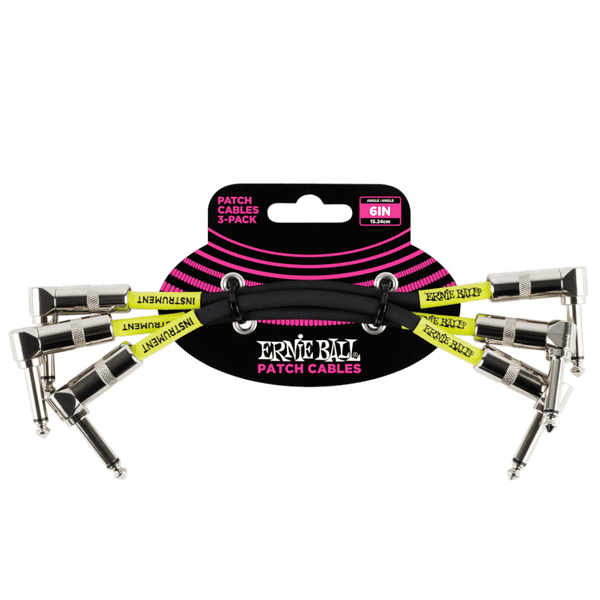 Ernie Ball 6050 - Angle/Angle 6" Patch Cables - Pack of 3