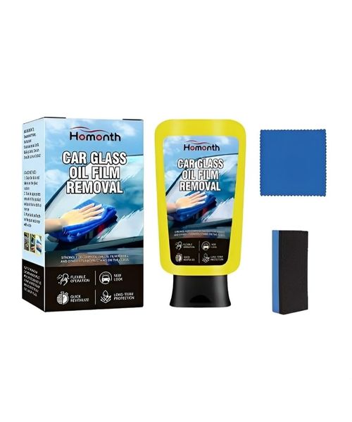Multifunctional Car Windshield Oil Film Cleaner with Sponge and Cloth - 150ml