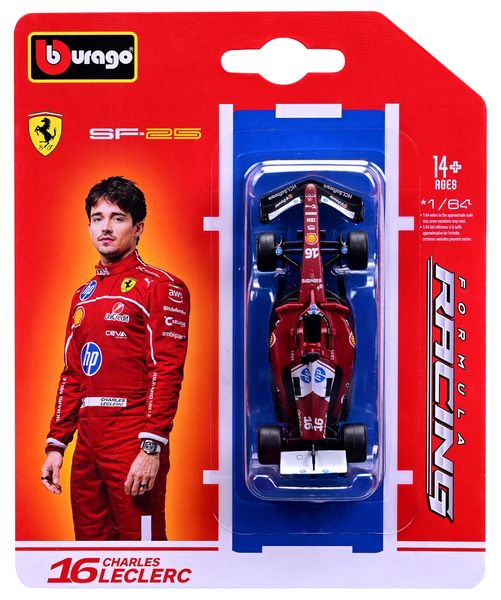 Bburago 1/64 Ferrari F1 SF-25 2025 - #16 Charles Leclerc (8.8cm Long)