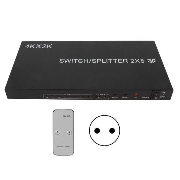 4Kx2K 2 in 8 Out HD Multimedia Interface Distributor with IR Remote Control