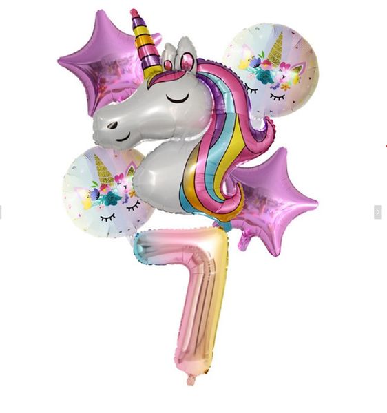 Unicorn Balloon Set for 7th Birthday