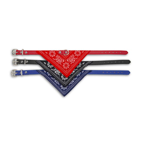 Dog Collar - Pet Accessories - Bandana - Black, Red &amp; Blue - 3 Pack