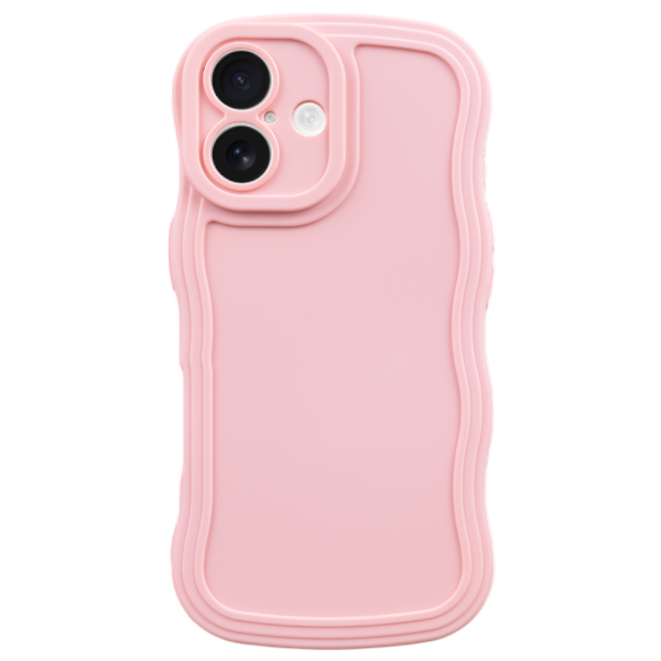Wavy-Edge Phone Case Compatible With iPhone 16 - Pink