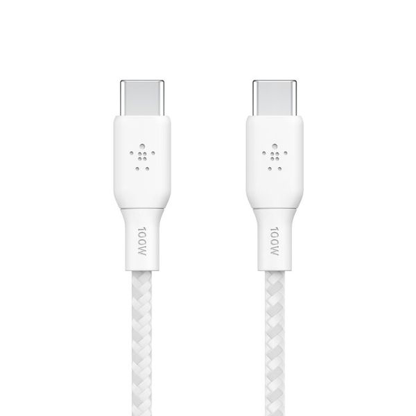 Belkin USB Type C to C Cable, 100W Power Delivery USB-IF Certified 2.0 USB C Charger Cable with Double Braided Nylon Exterior for iPhone 16, 15, iPad,