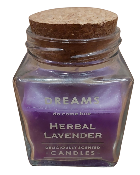 Herbal Lavender Scented Candle in Glass with Cork Lid
