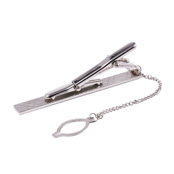 Mens Plain Silver Chrome Stainless Steel 6Cm Standard Tie Clip Clasp Bars