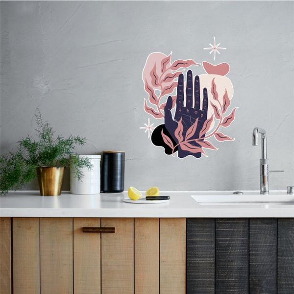 Hand and Nature Abstract Wall Decal Sticker