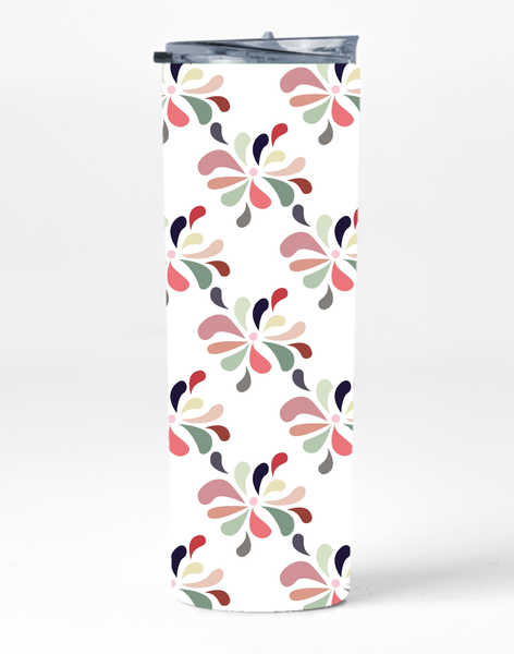 Flower Pattern 20 Oz Skinny Tumbler Straw Trendy Graphic Present 023