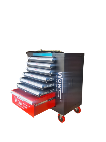 Wow Tools Mechanical Tool Trolley Cabinet-7 Drawers &amp; Side Storage (EMPTY)