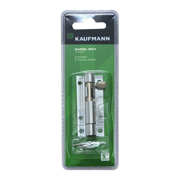 Kaufmann Barrel Bolt 50mm Chrome Plated Straight