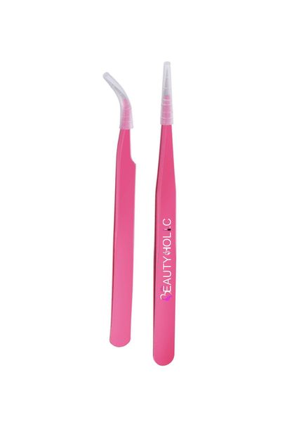 The Beautyholic's Professional Straight &amp; Curved Tweezer Set (Pink)