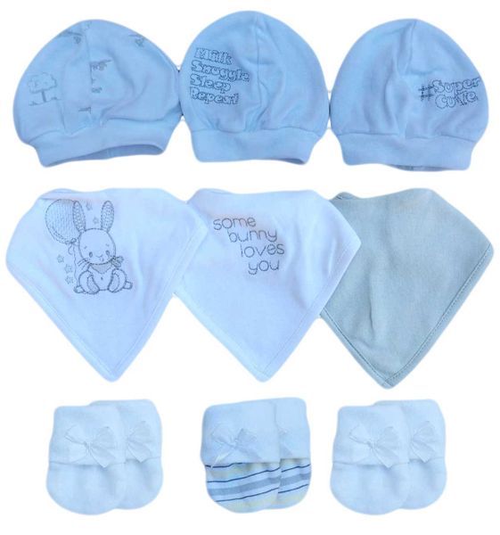 Newborn Baby Beanie Bib and Mitten Set