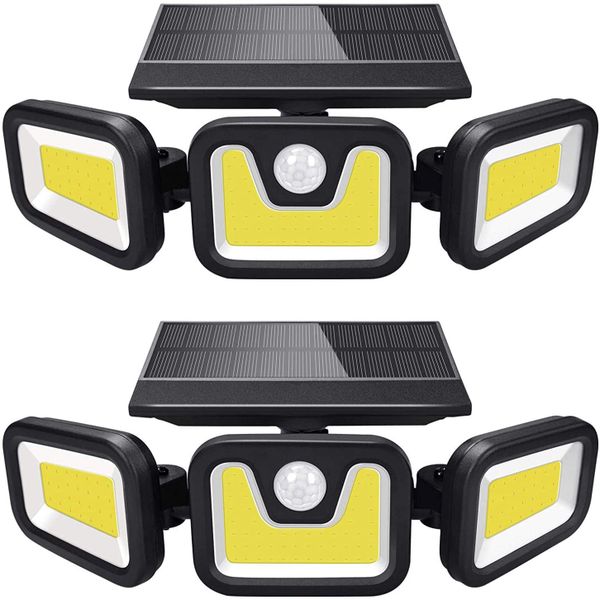 JNC-Solar Motion Sensor Outdoor Light-3 Head Cob 2PCS