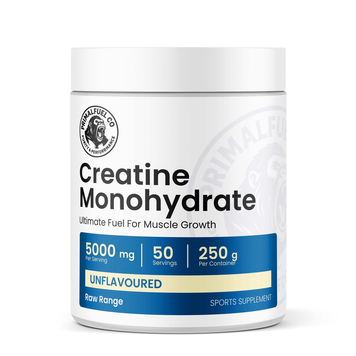 PrimalFuel Co Creatine Monohydrate - 250g (50 Servings) - Unflavoured