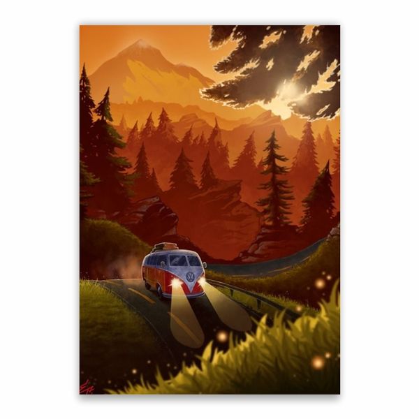 RV Journey Through Mountains Poster - A1