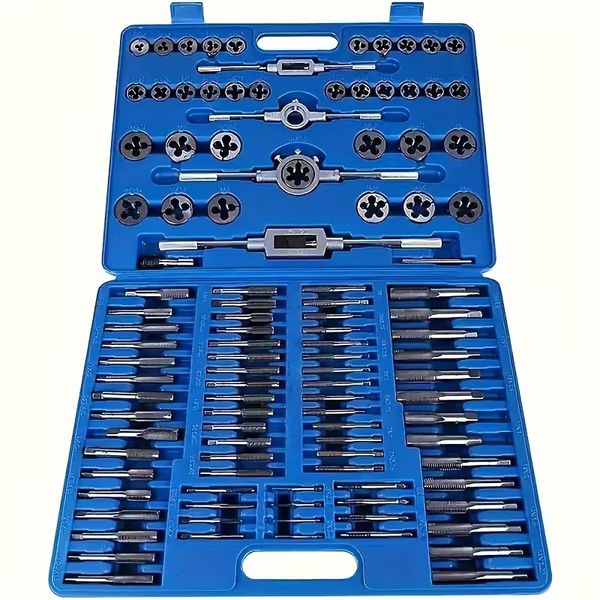 Heavy-Duty 110pcs Steel Tap &amp; Die Kit - Metric Thread Cutting