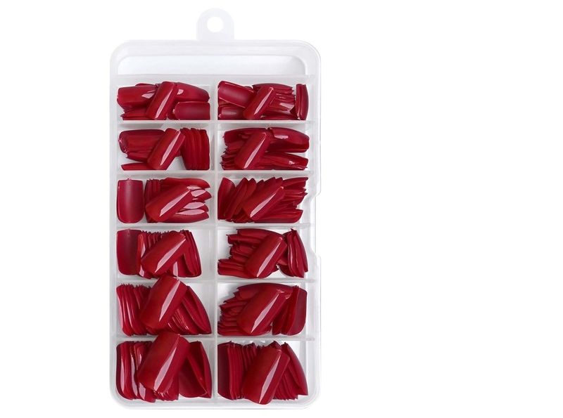 240Piece Red Square Press On Nails Medium Fake Nails With Glue &amp; Tabs, Medium