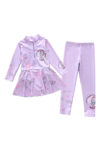 New Children's Mermaid Swimsuit, One-piece Swimsuit With Long Pants