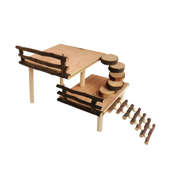 Hamster Toys House Hamsters Climbing Ladder Brige Wooden Funny Hideouts