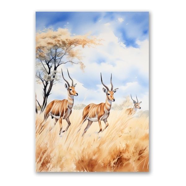 Wildlife Animals Canvas - Abstract Wall Art with Solid Wood Frame
