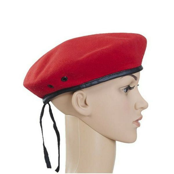 100% Red wool beret with leather trim | Shop Today. Get it