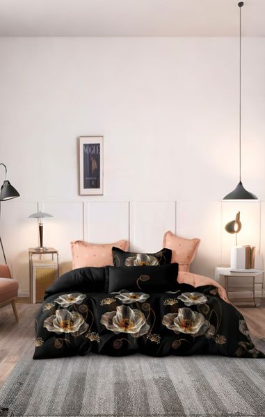 Black Polyester Floral All 200 tc Duvet Cover 6piece