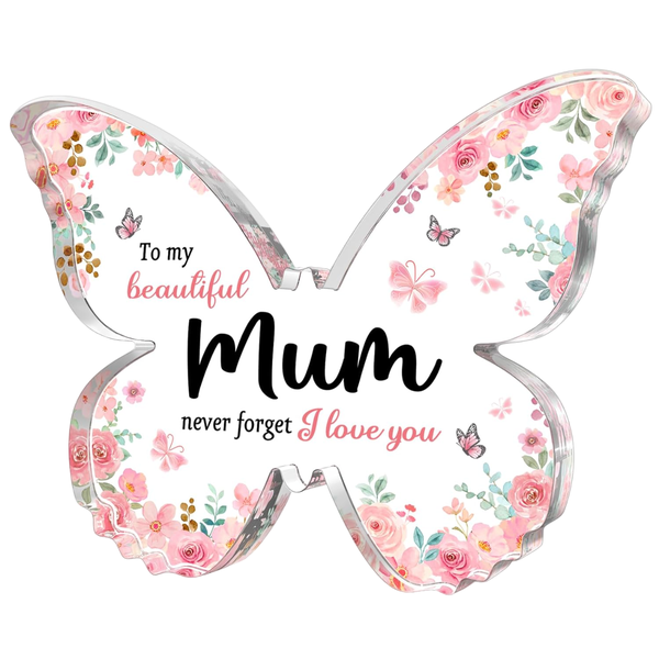 Mom Butterfly Shaped Acrylic Gift For Mothers Day And Birthdays Desk Decor