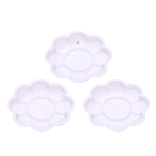 ALANES 3 Packs Flower Shape Paint Palettes Plastic Watercolor Mixing Trays