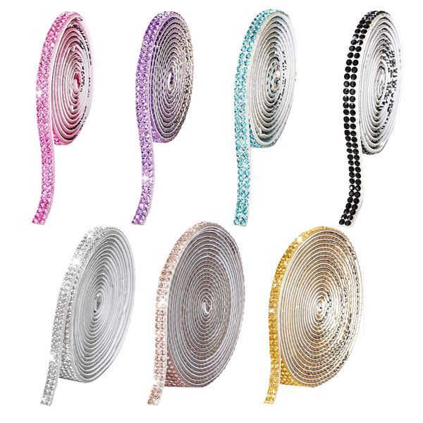 Craft Self Adhesive Arts &amp; Crafts Crystal Rhinestone Roll Set of 7 (90cm)