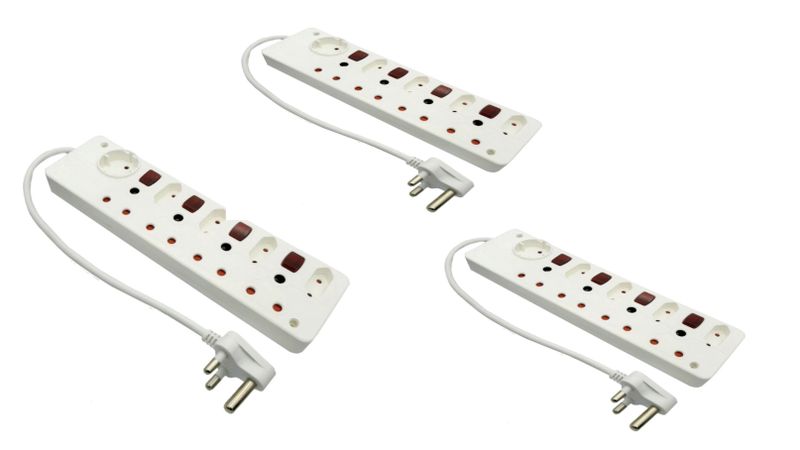 9 Way Multi-Plug Adapter with Illuminated Switches-3 In A Value Pack