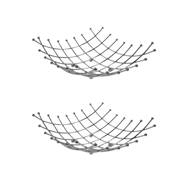 Modern Stainless Steel Decorative Fruit Wire Bowl - 2 Pack